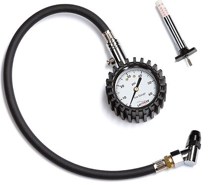 Tire tread depth and pressure tester kit